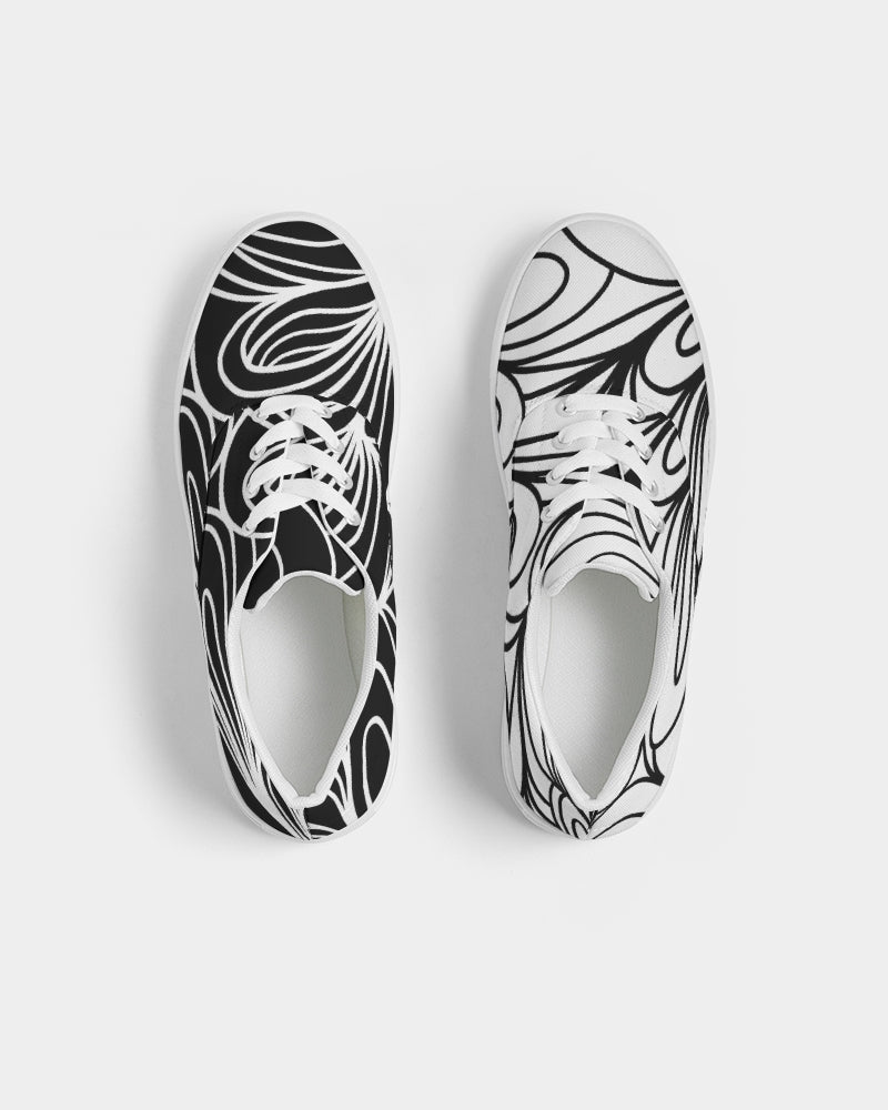 Louie Wri Black and White Collection Women's Lace Up Canvas Shoe