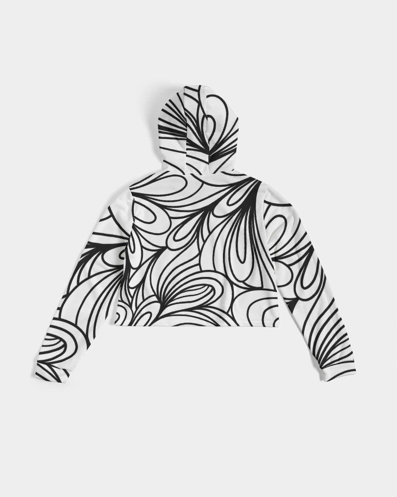 Louie Wri Black and White Collection Women's Cropped Hoodie