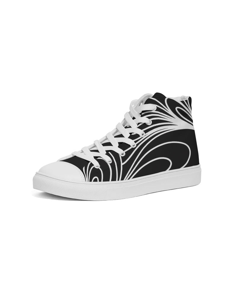 Louie Wri Black and White Men's Hightop Canvas Shoe