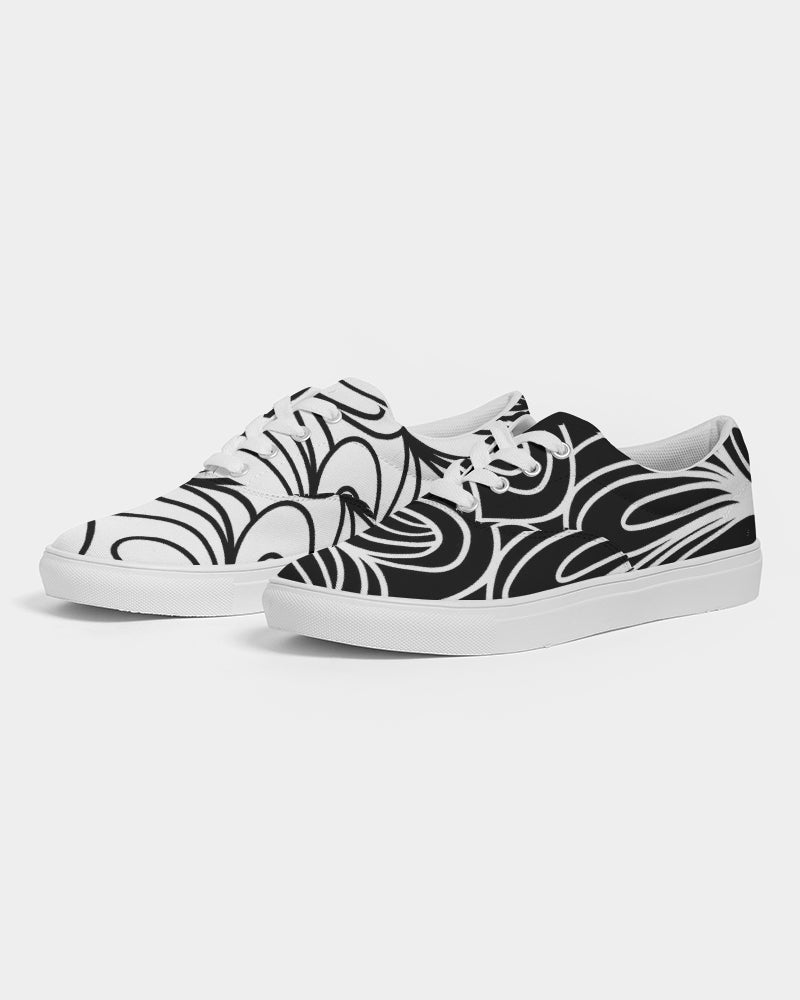 Louie Wri Black and White Collection Women's Lace Up Canvas Shoe