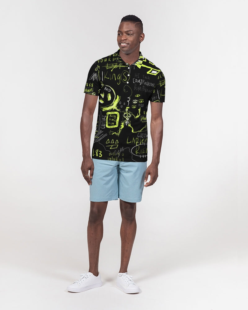 Neo 1.83 Black Trap Collection Men's Slim Fit Short Sleeve Polo