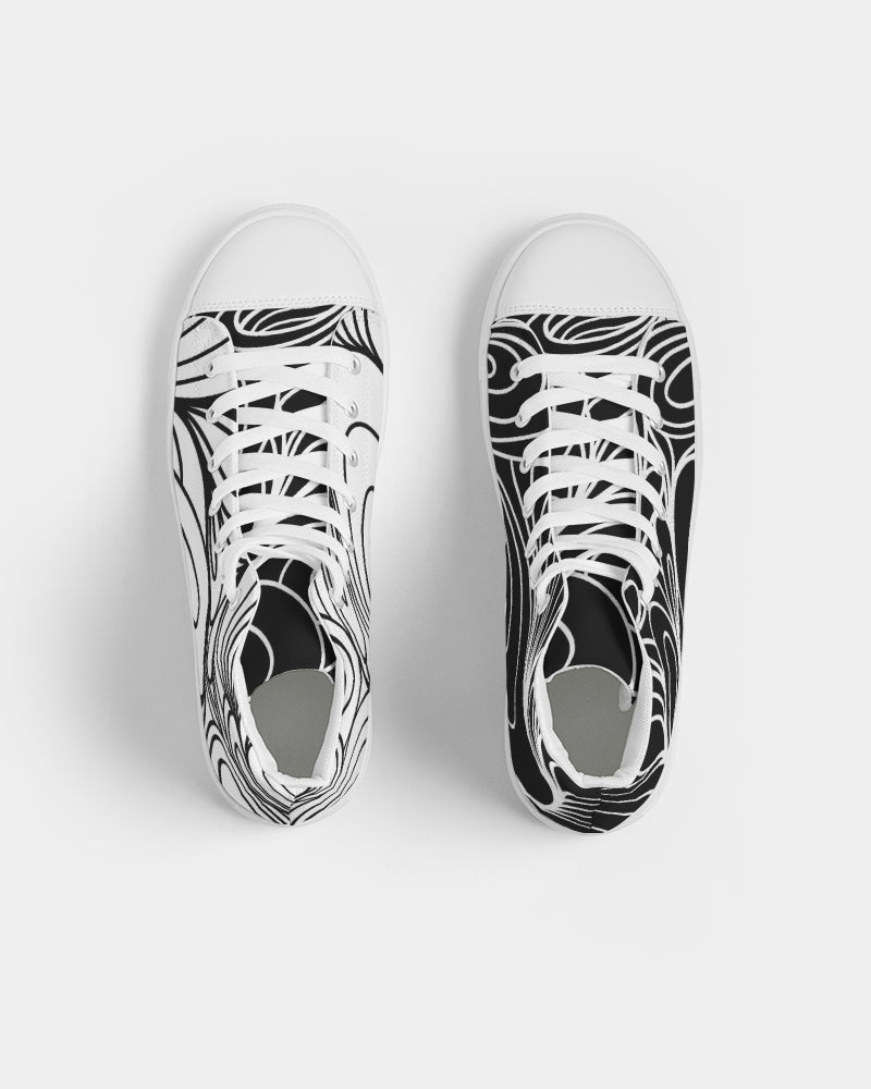 Louie Wri Black and White Collection Women's Hightop Canvas Shoe