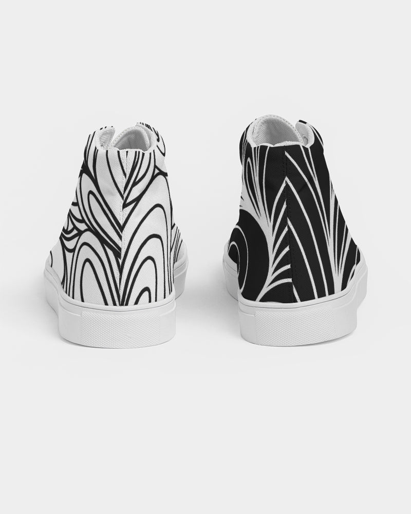 Louie Wri Black and White Collection Women's Hightop Canvas Shoe