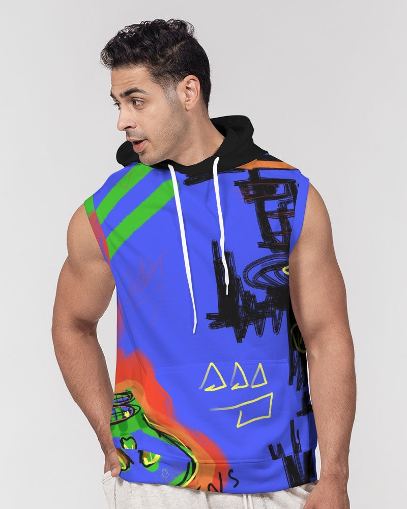 Louie Trap Bleu Men's Premium Heavyweight Sleeveless Hoodie