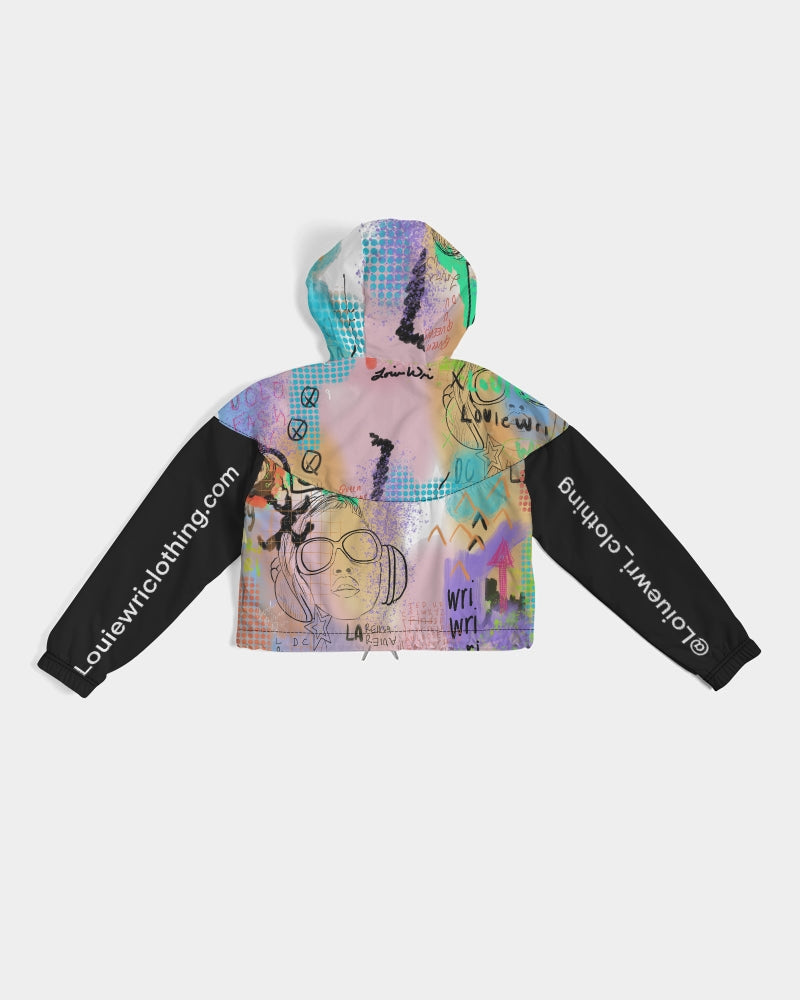 My Headphones Collection Women's Cropped Windbreaker