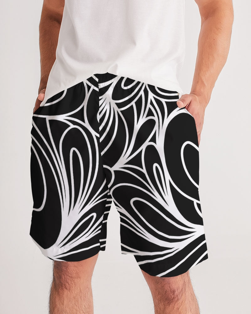 Louie Wri Black and White Men's Jogger Shorts