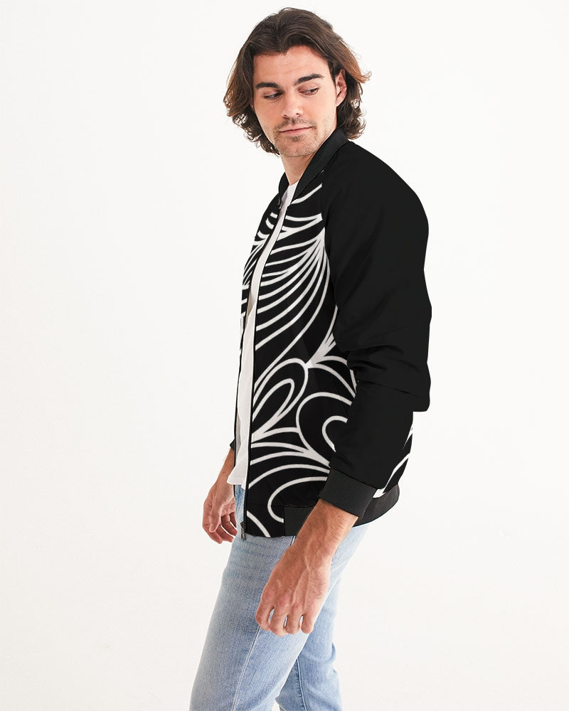 Louie Wri Black and White Men's Bomber Jacket