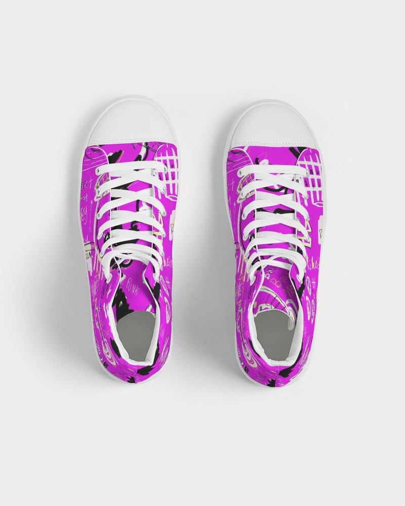 Louie Wri Trap Pink Collection Women's Hightop Canvas Shoe