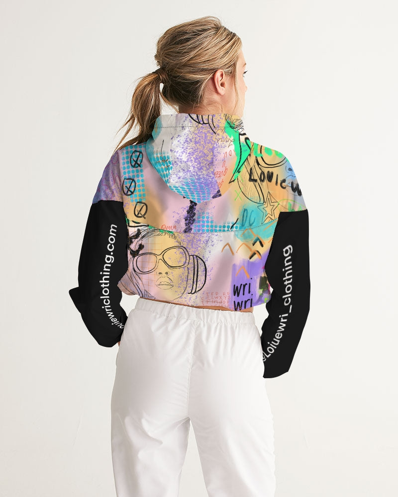My Headphones Collection Women's Cropped Windbreaker