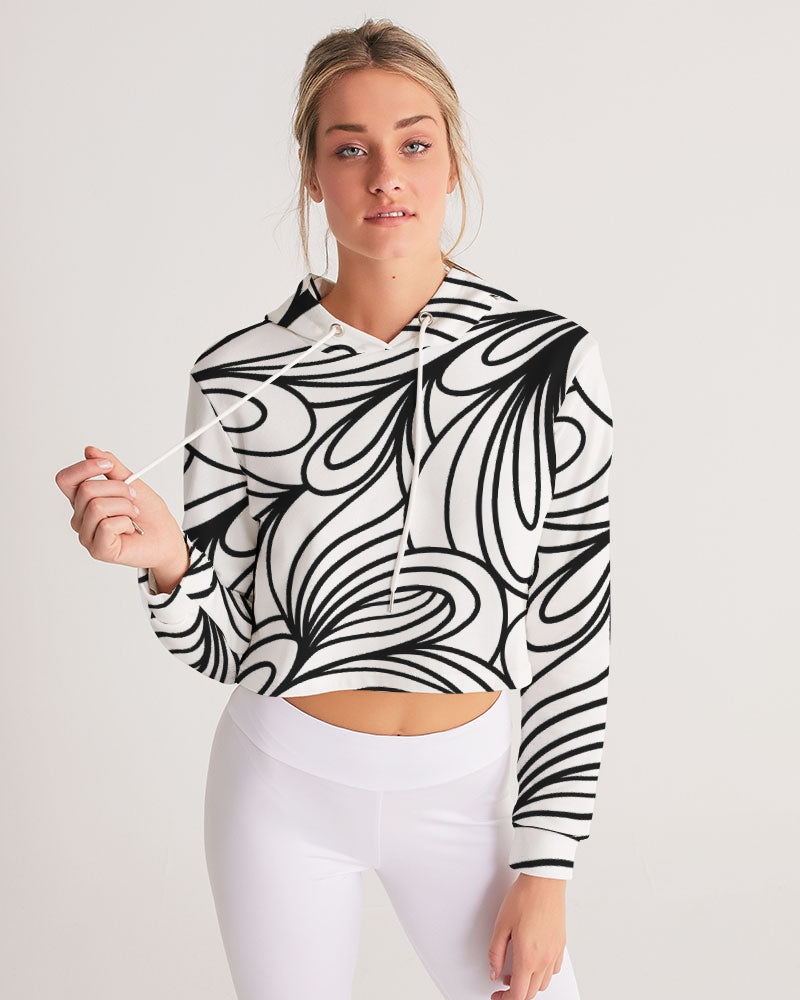 Louie Wri Black and White Collection Women's Cropped Hoodie