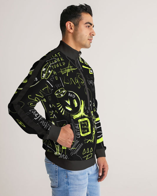 Neo 1.83 Black Trap Collection Men's Stripe-Sleeve Track Jacket