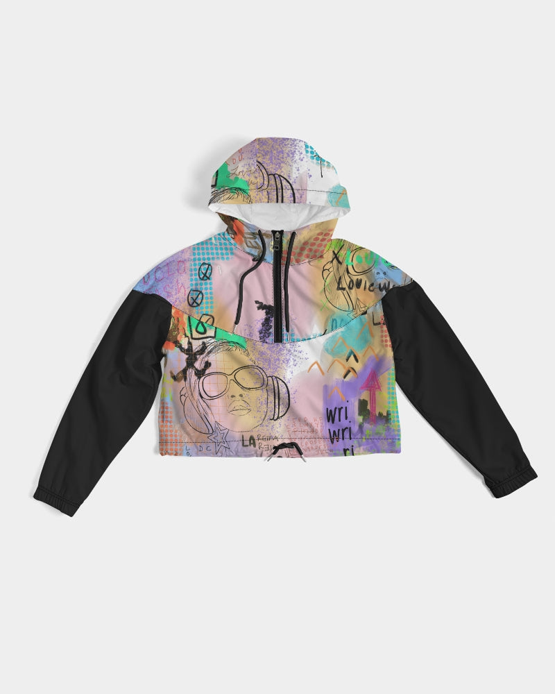 My Headphones Collection Women's Cropped Windbreaker