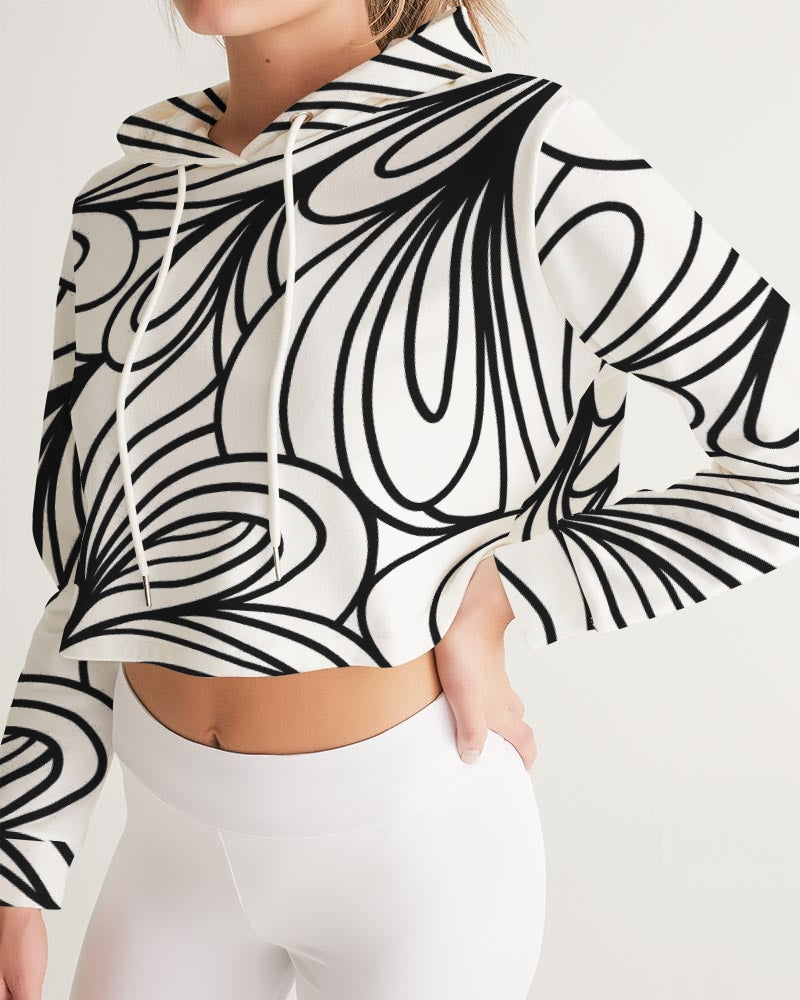 Louie Wri Black and White Collection Women's Cropped Hoodie