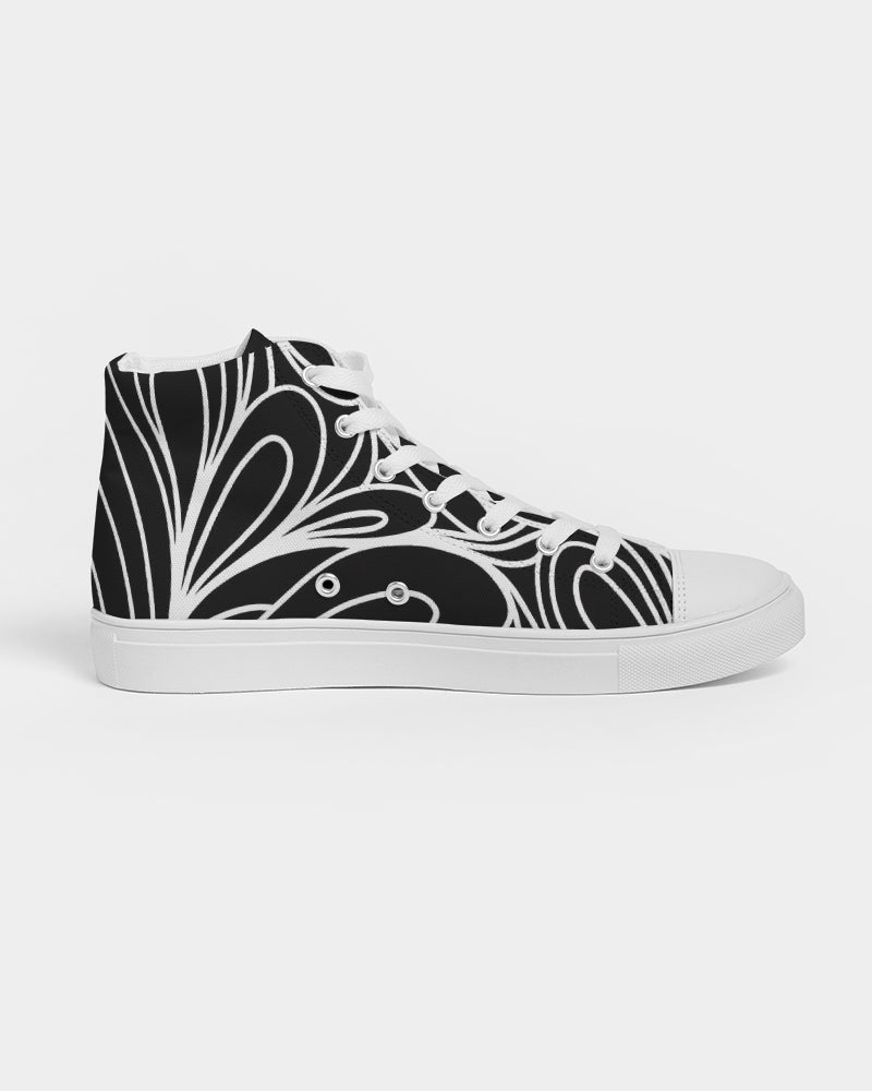 Louie Wri Black and White Men's Hightop Canvas Shoe