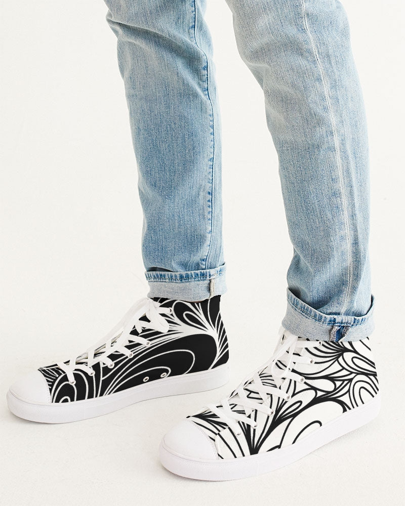 Louie Wri Black and White Collection Men's Hightop Canvas Shoe