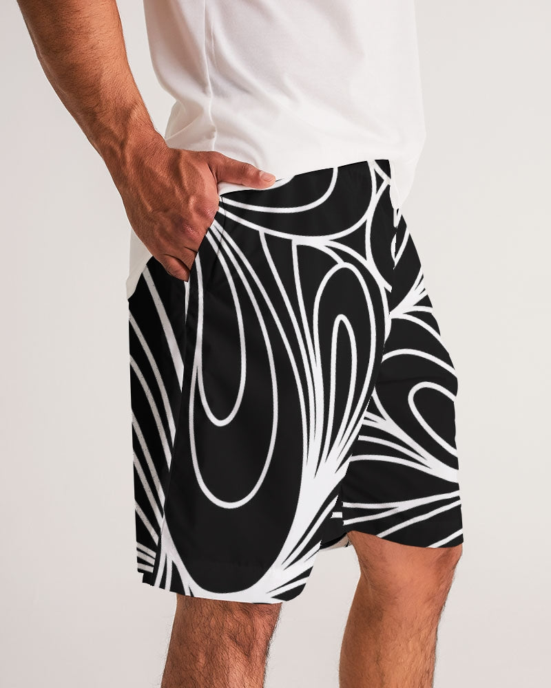 Louie Wri Black and White Men's Jogger Shorts