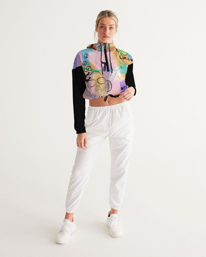 My Headphones Collection Women's Cropped Windbreaker