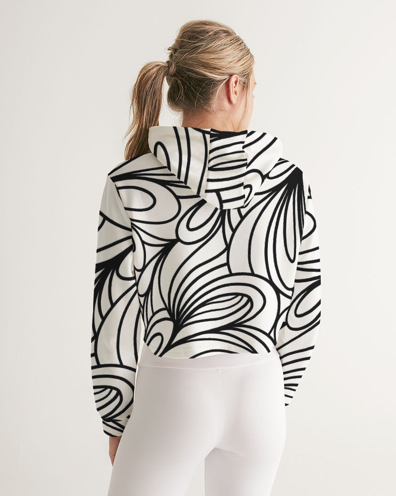 Louie Wri Black and White Collection Women's Cropped Hoodie