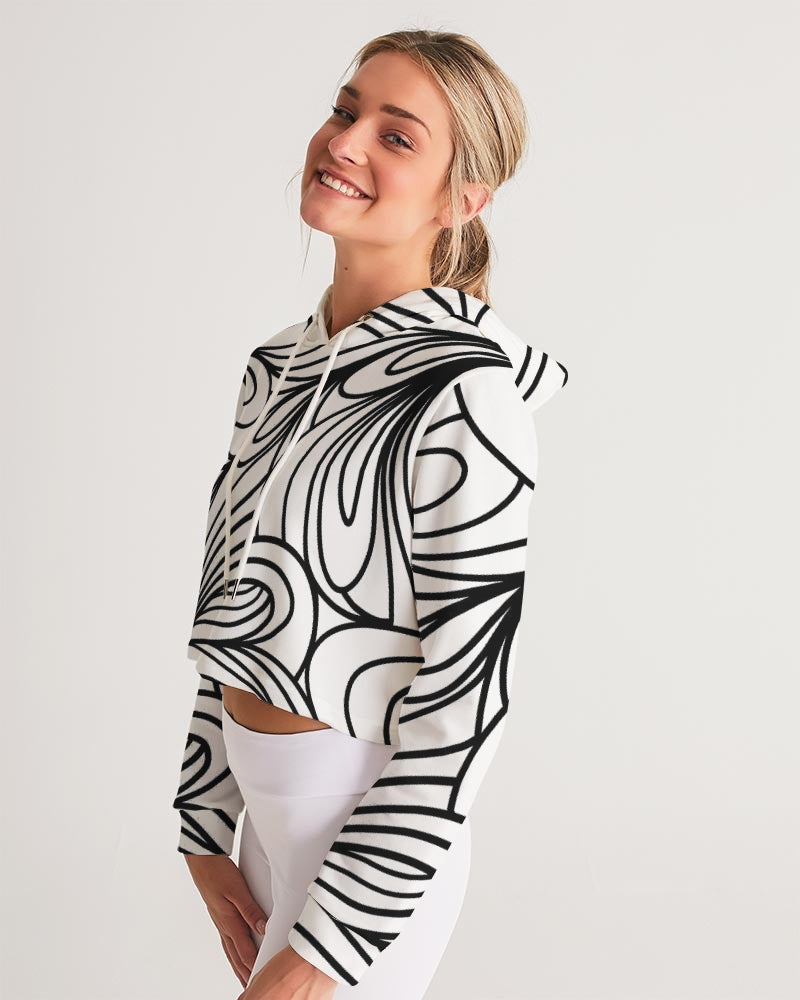 Louie Wri Black and White Collection Women's Cropped Hoodie