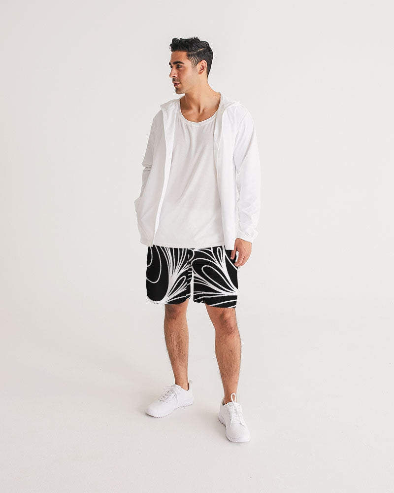 Louie Wri Black and White Men's Jogger Shorts