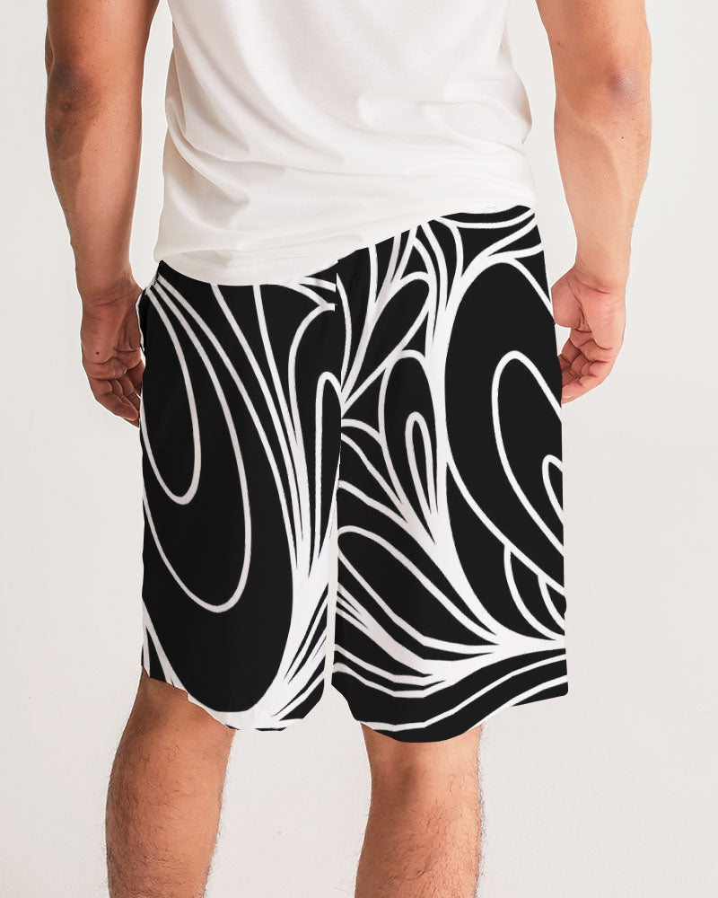 Louie Wri Black and White Men's Jogger Shorts