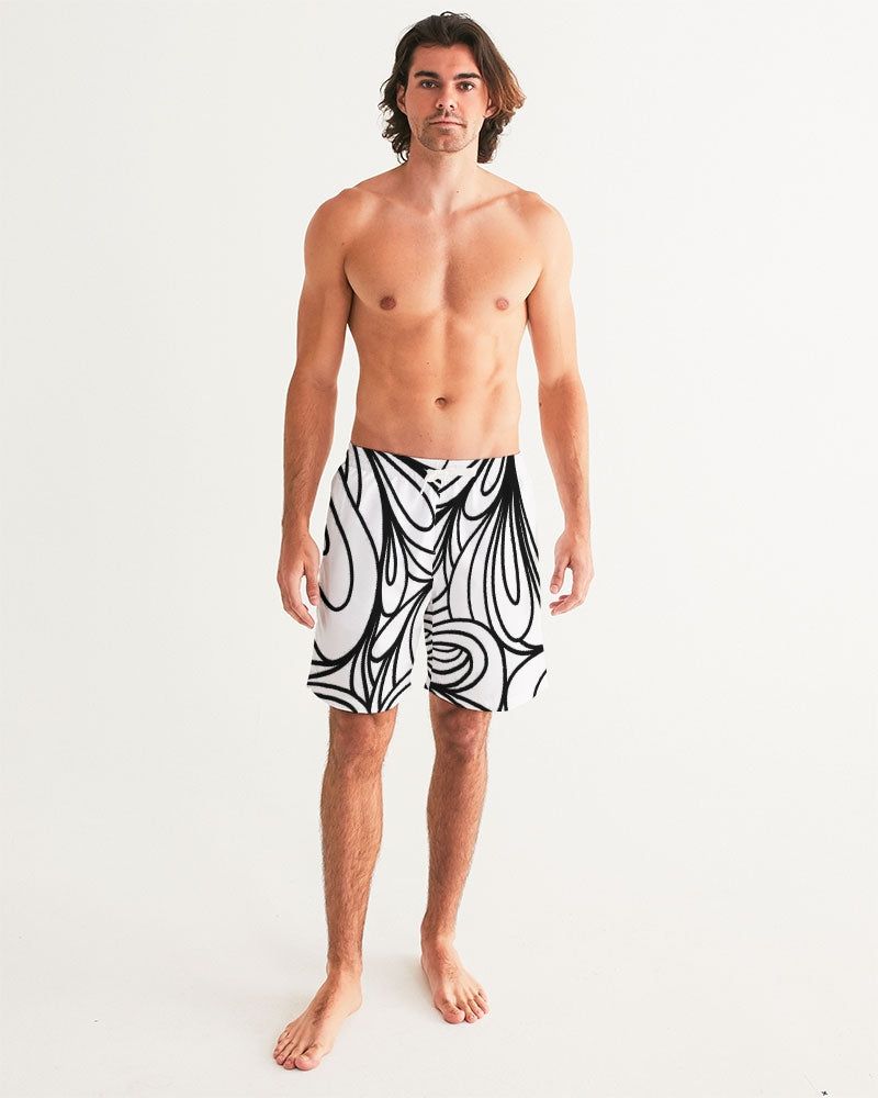 Louie Wri Black and White Collection Men's Swim Trunk