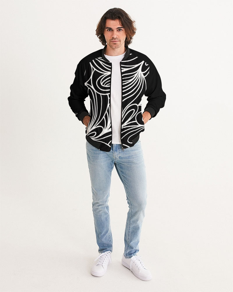 Louie Wri Black and White Men's Bomber Jacket