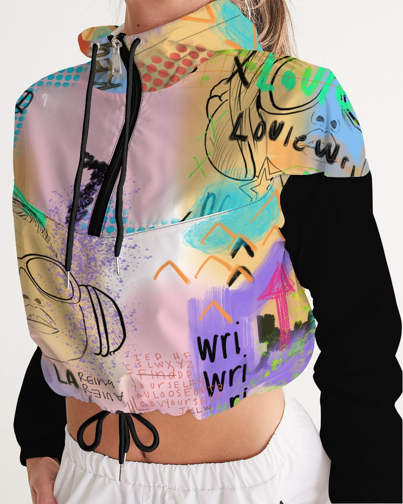 My Headphones Collection Women's Cropped Windbreaker