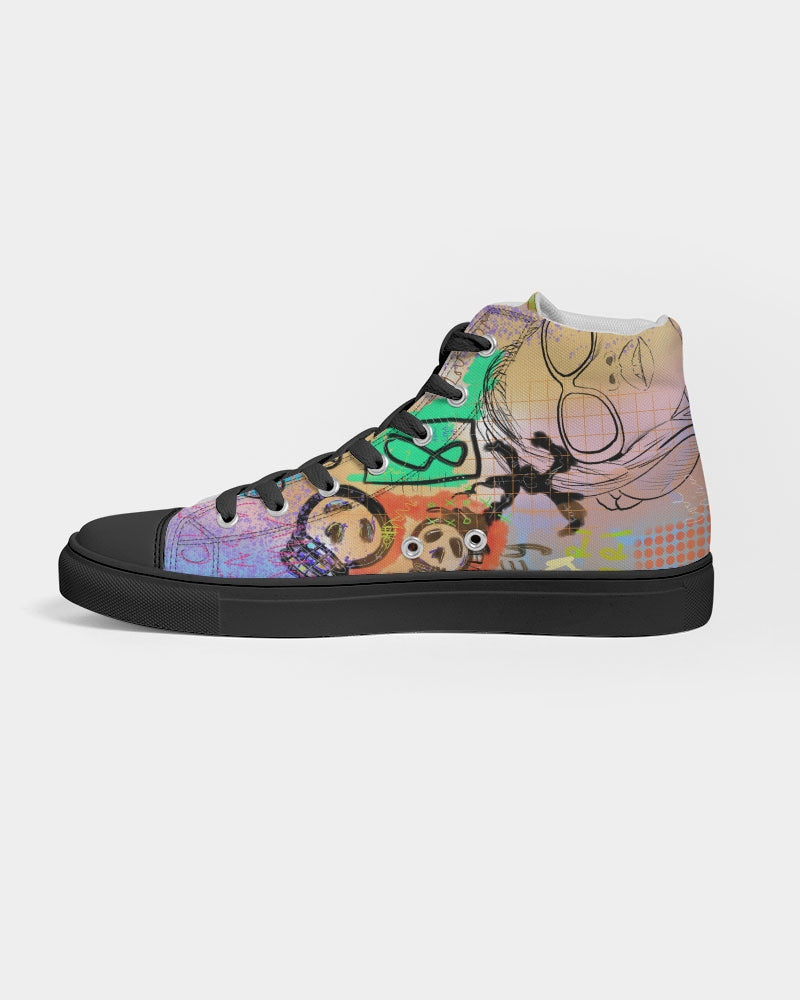 My Headphones Collection Women's Hightop Canvas Shoe - Black