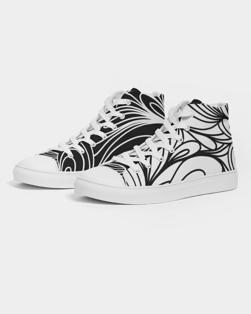 Louie Wri Black and White Collection Women's Hightop Canvas Shoe