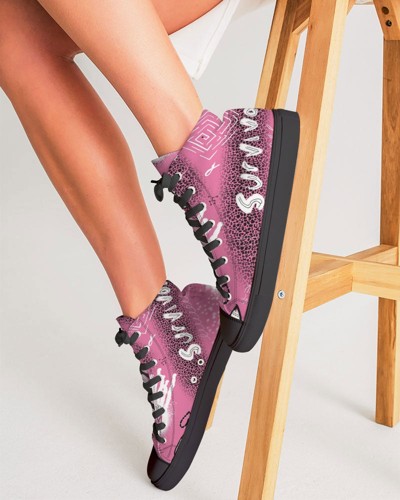 Survivor Pink Collection Women's Hightop Canvas Shoe - Black
