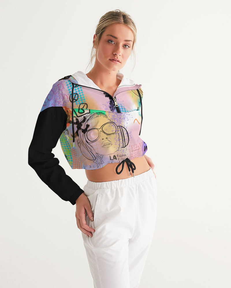 My Headphones Collection Women's Cropped Windbreaker