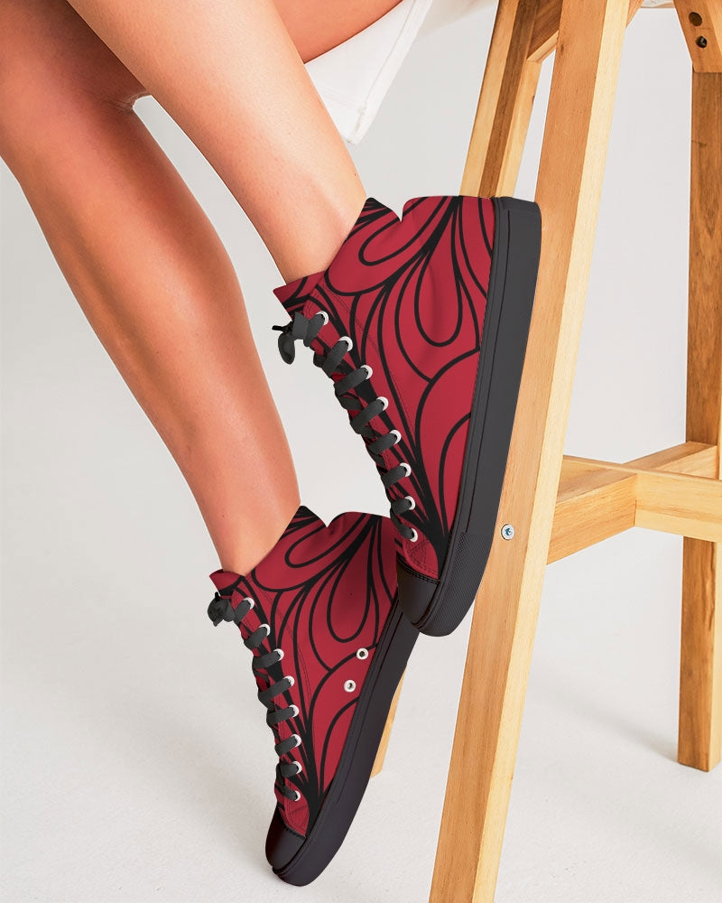 Love Red Collection Women's Hightop Canvas Shoe - Black
