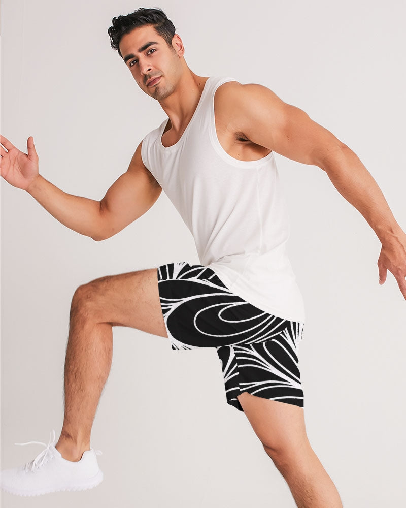 Louie Wri Black and White Men's Jogger Shorts