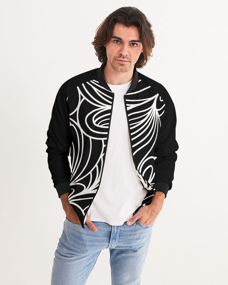 Louie Wri Black and White Men's Bomber Jacket