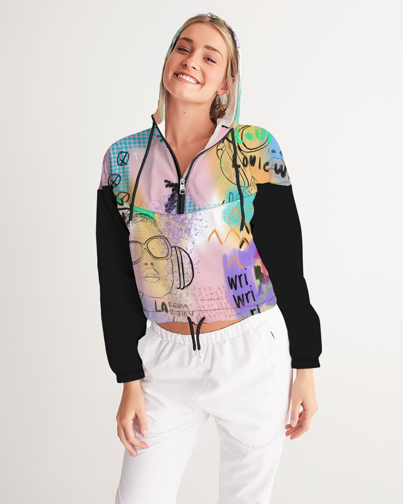 My Headphones Collection Women's Cropped Windbreaker