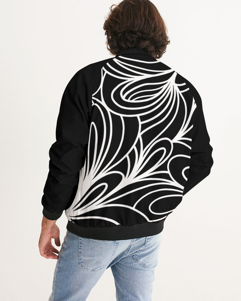 Louie Wri Black and White Men's Bomber Jacket